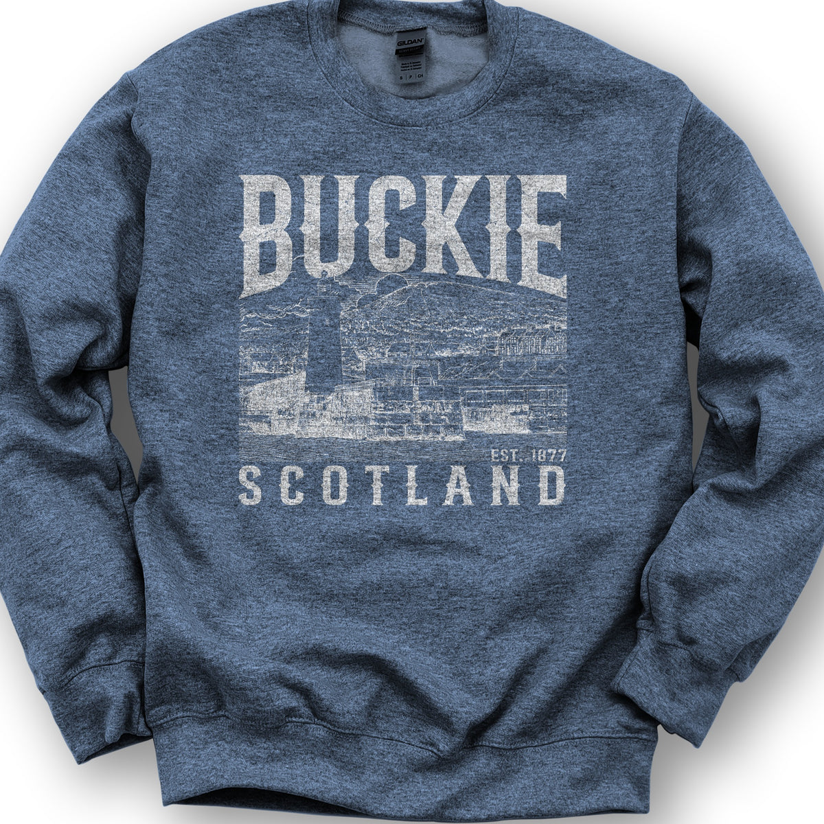 Buckie Scotland Sketch Sweatshirt - Heather Sport Dark Navy