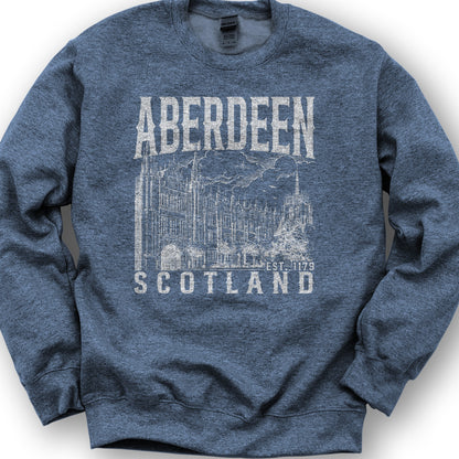 Aberdeen Scotland Sketch Sweatshirt - Heather Sport Dark Navy