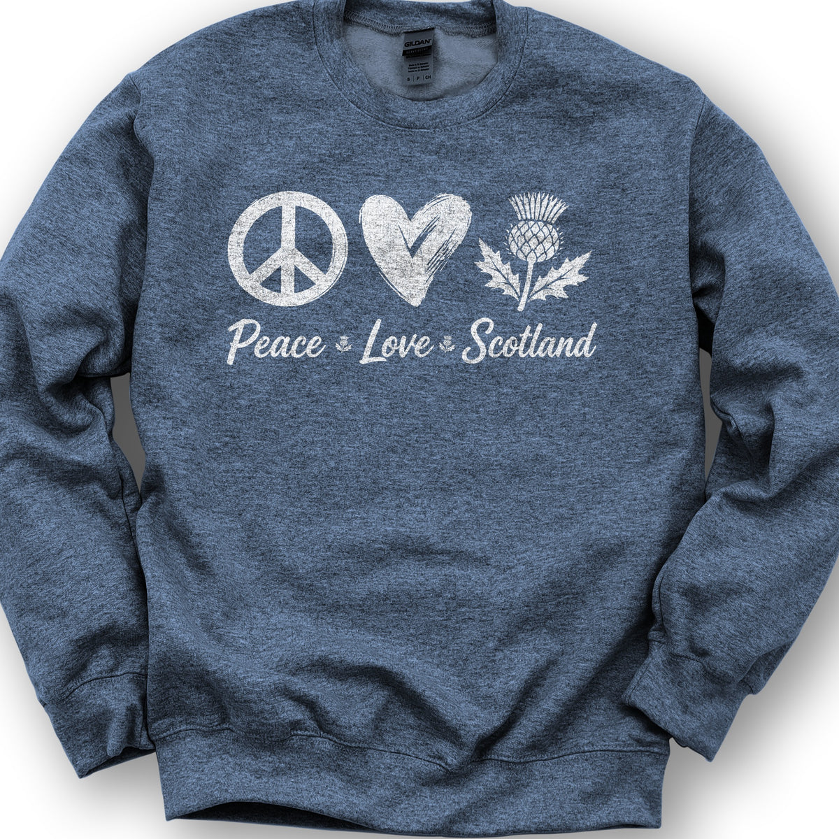Peace Love Scotland Sweatshirt - Heather Sport Dark Navy