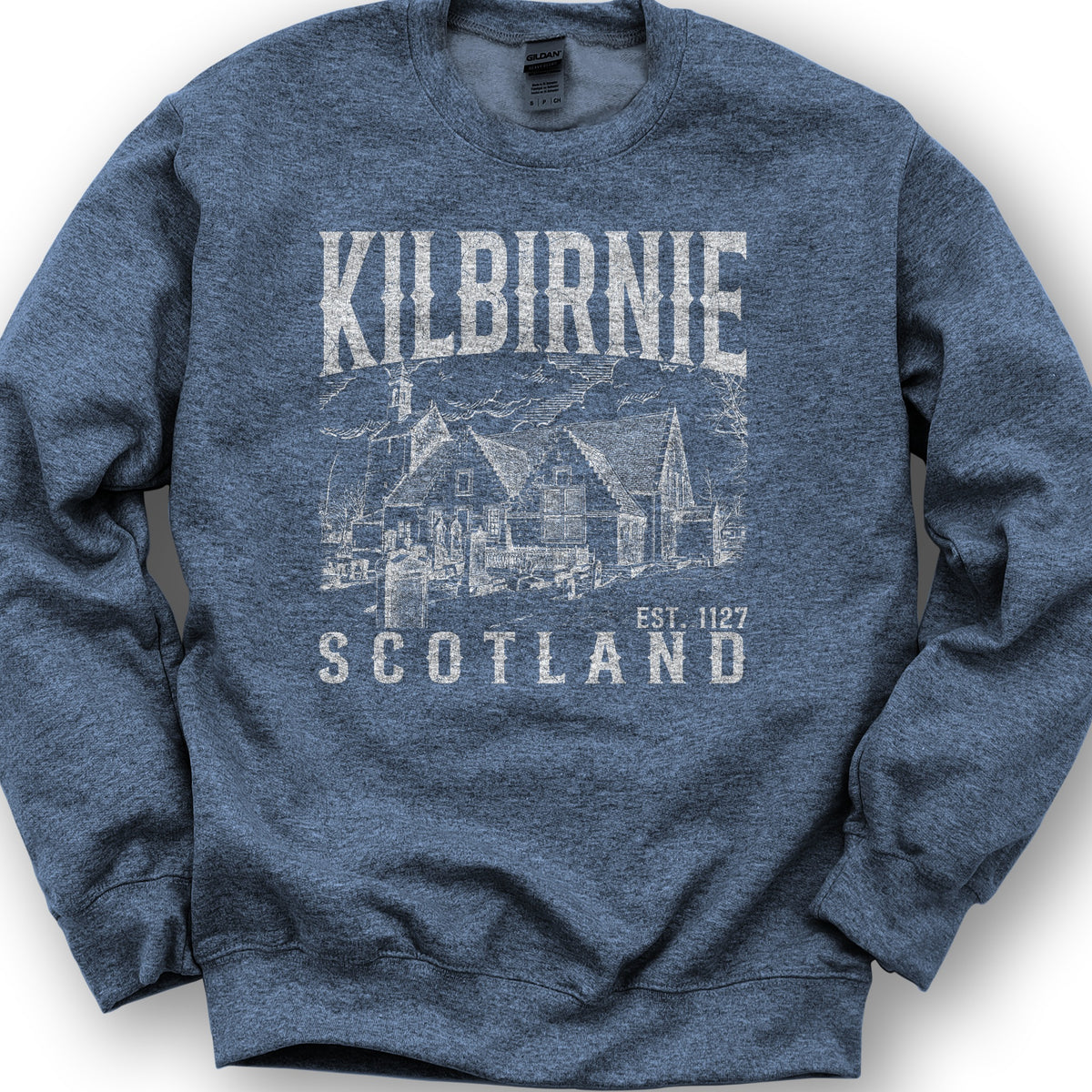 Kilbirnie Scotland Sketch Sweatshirt - Heather Sport Dark Navy