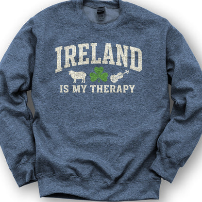 Ireland Is My Therapy Sweatshirt - Heather Sport Dark Navy