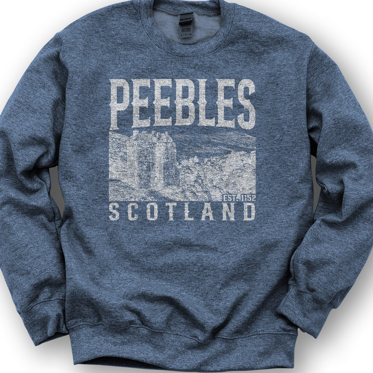 Peebles Scotland Sketch Sweatshirt - Heather Sport Dark Navy