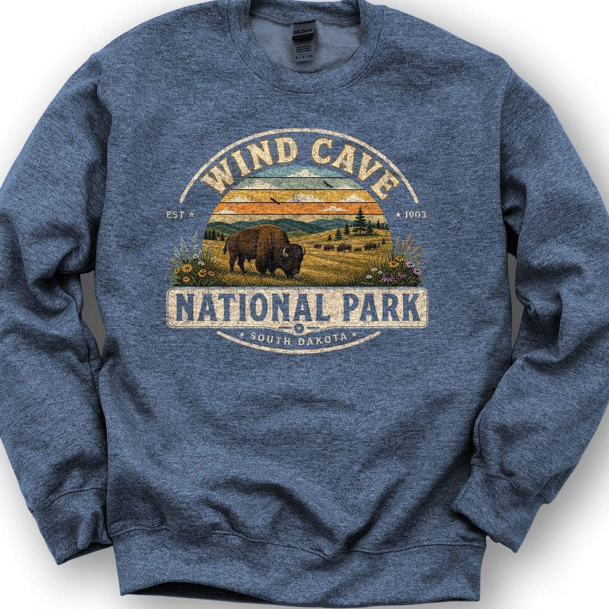 Wind Cave Medallion Sweatshirt - Heather Sport Dark Navy