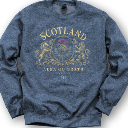 Scotland Heraldry Thistle Sweatshirt - Heather Sport Dark Navy