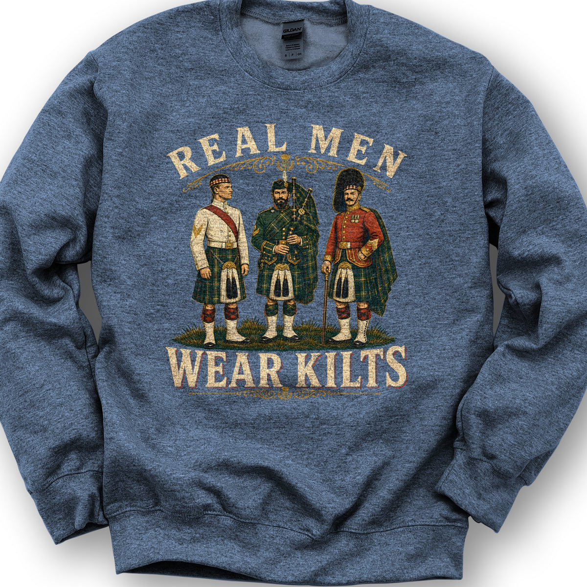 Real Men Wear Kilts Sweatshirt - Heather Sport Dark Navy