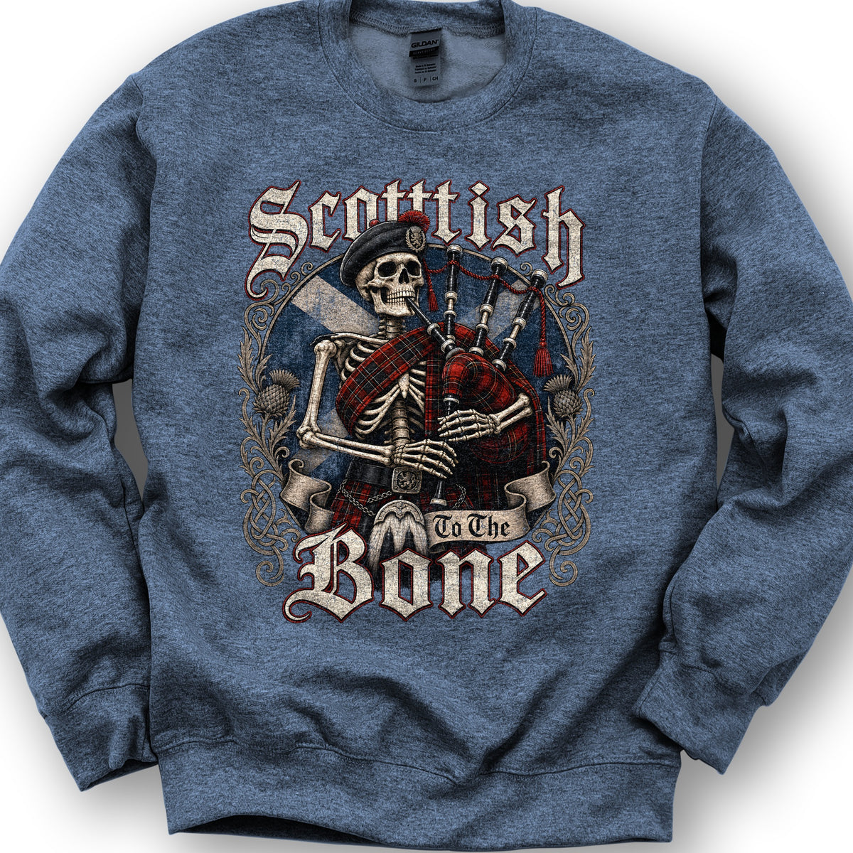 Scottish Boney Piper Sweatshirt - Heather Sport Dark Navy