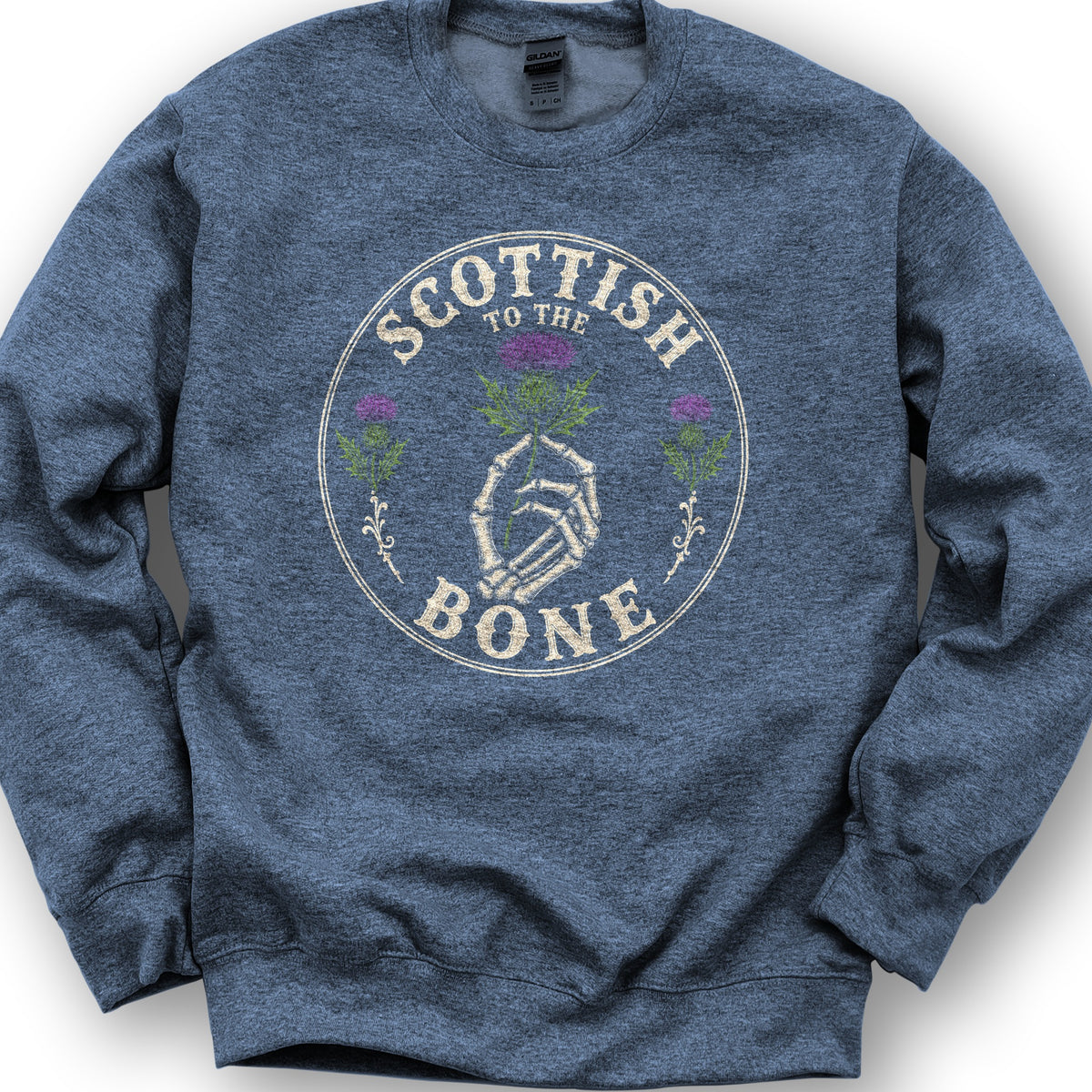 Scottish Bone Hand Sweatshirt - Heather Sport Dark Navy