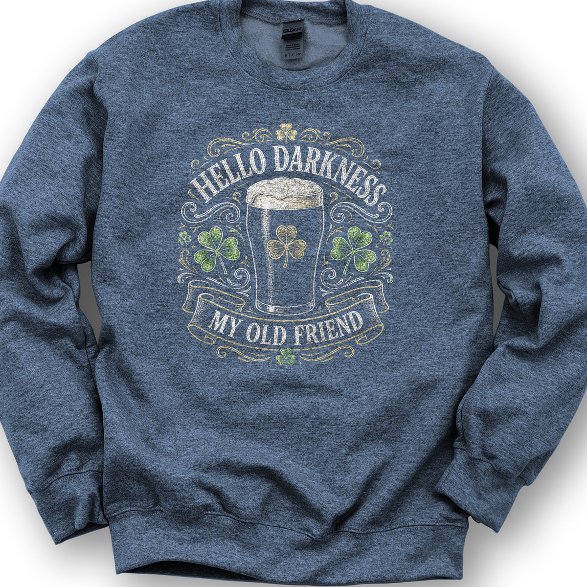 Darkness My Old Friend Irish Sweatshirt - Heather Sport Dark Navy