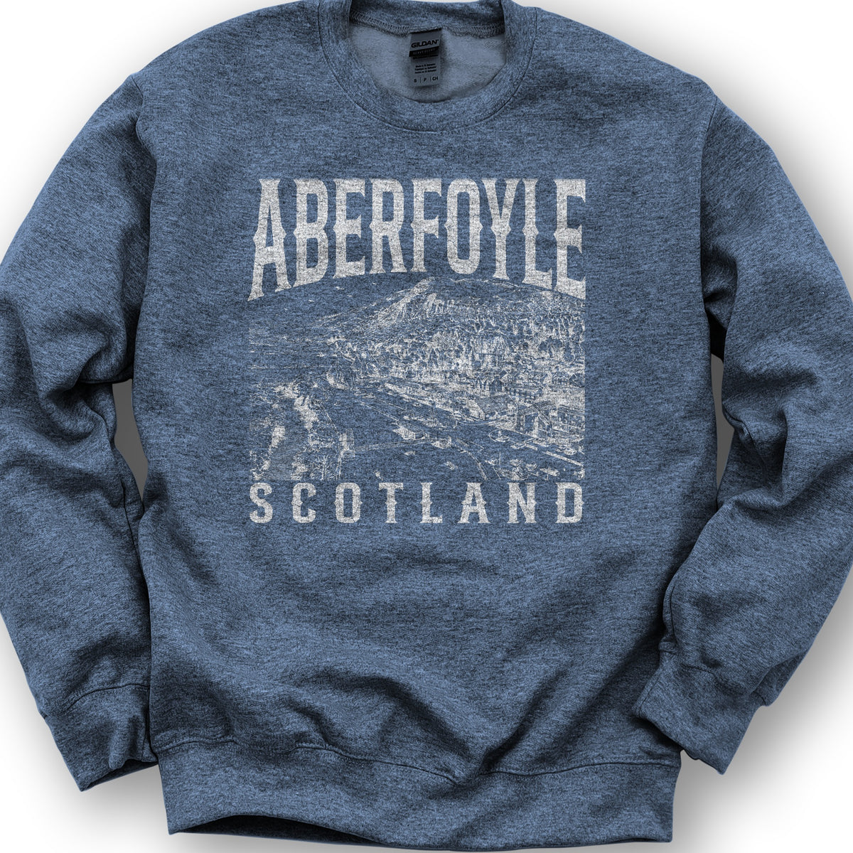 Aberfoyle Scotland Sketch Sweatshirt - Heather Sport Dark Navy