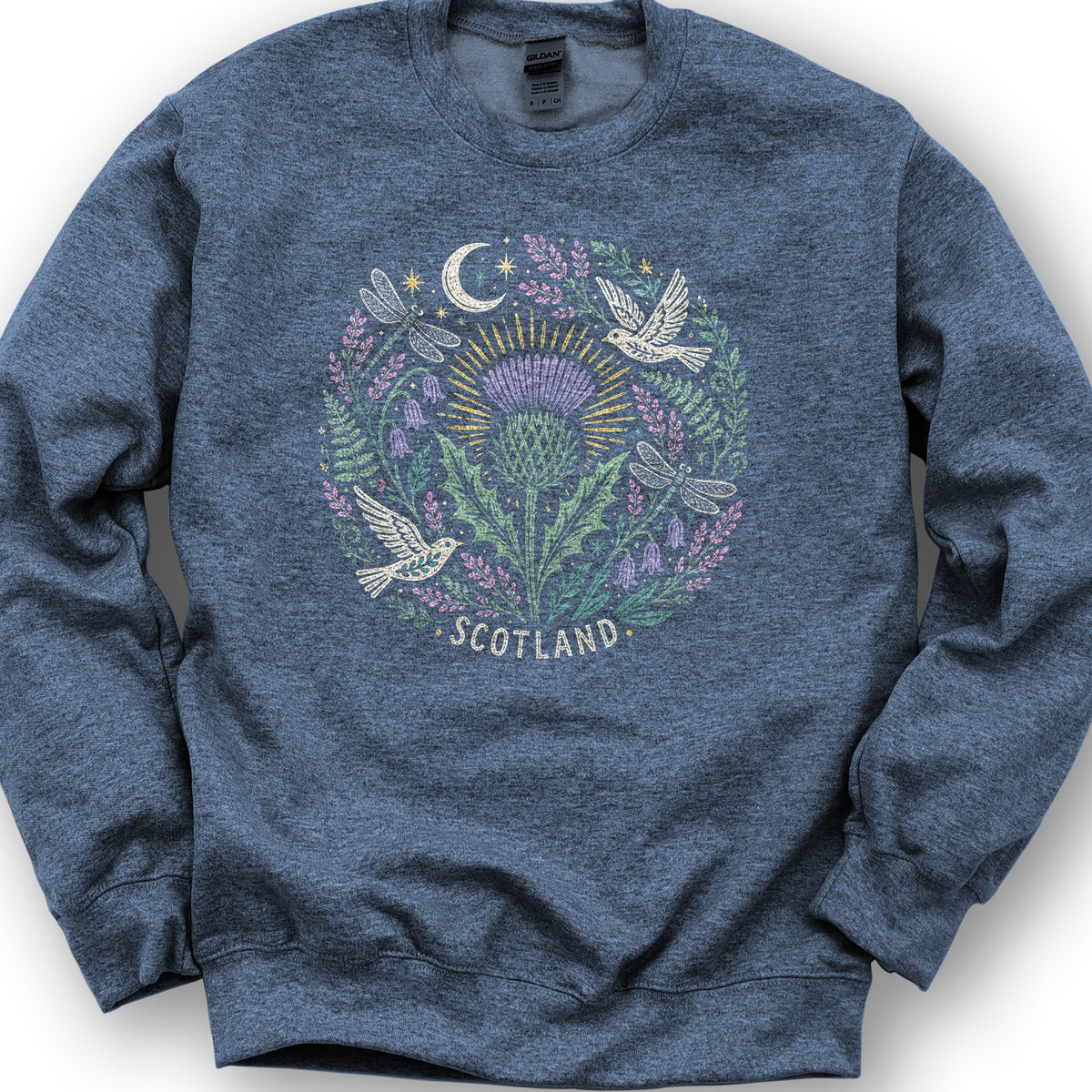 Scotland Thistle Doves Sweatshirt - Heather Sport Dark Navy
