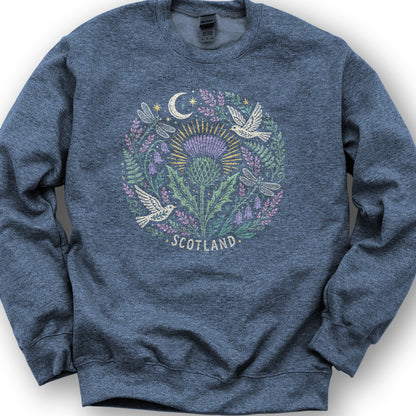 Scotland Thistle Doves Sweatshirt - Heather Sport Dark Navy