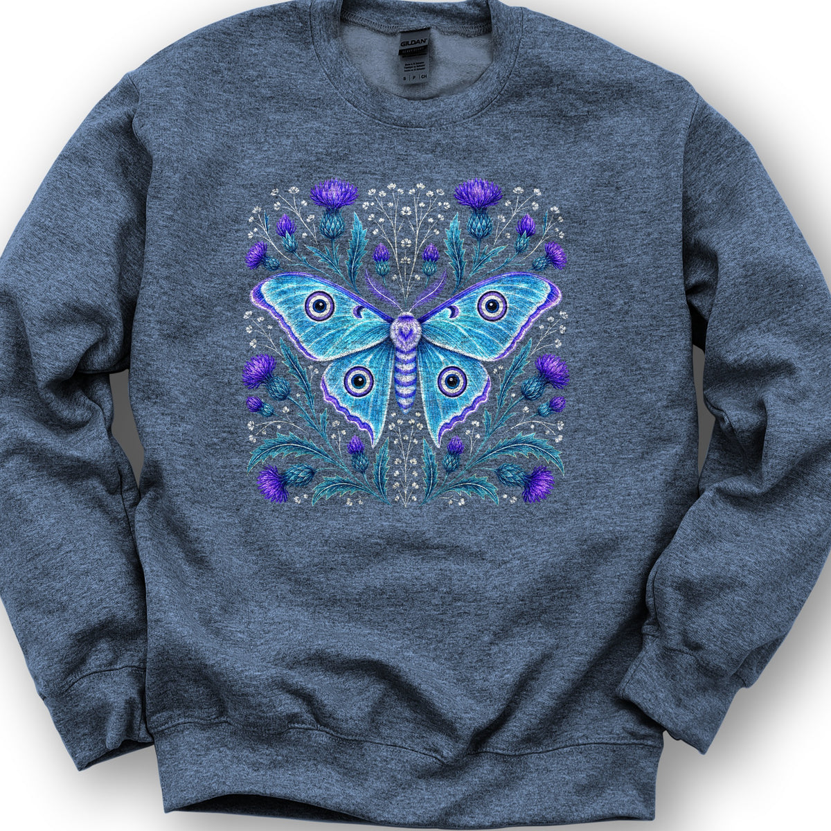 Emperor Moth Thistle Sweatshirt - Heather Sport Dark Navy