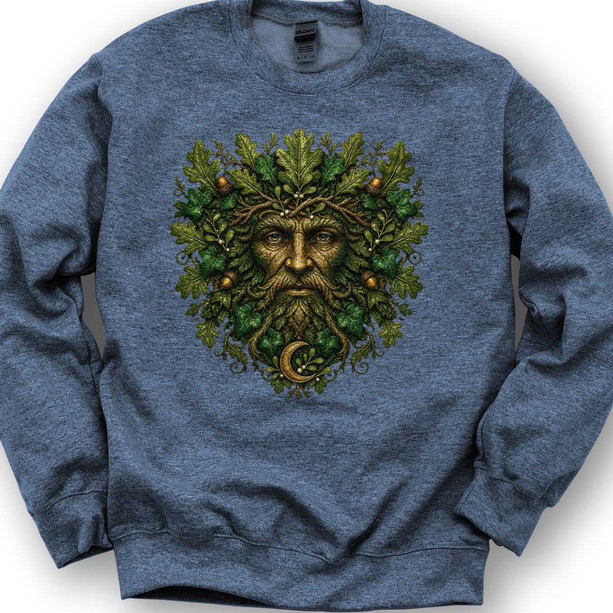 Green Man Moon Sweatshirt - Heather Sport Dark Navy