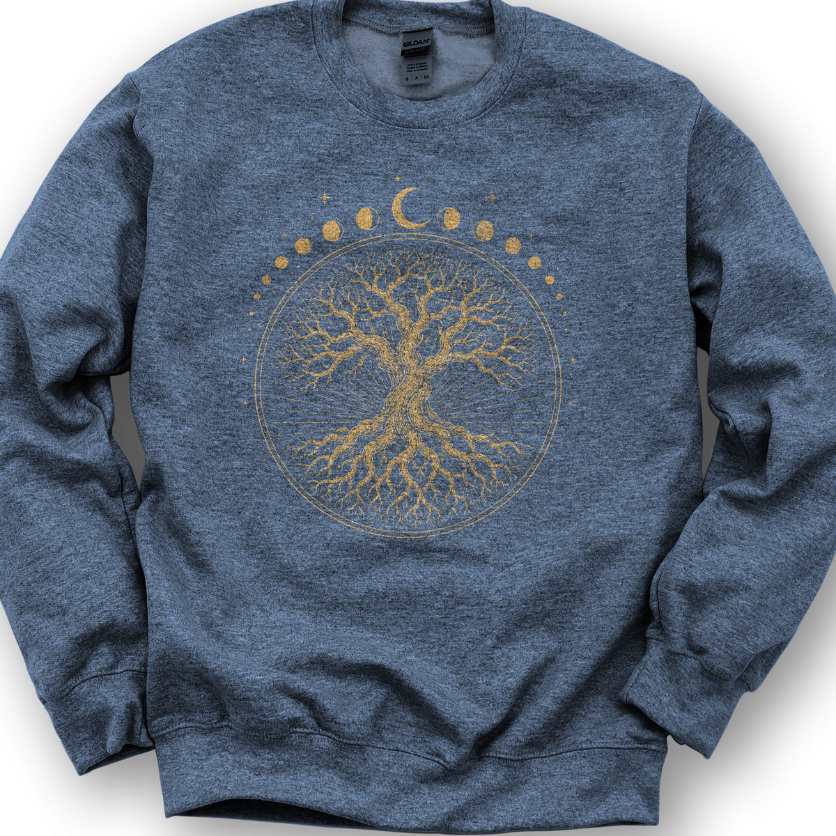 Moon Phase Tree Sweatshirt - Heather Sport Dark Navy