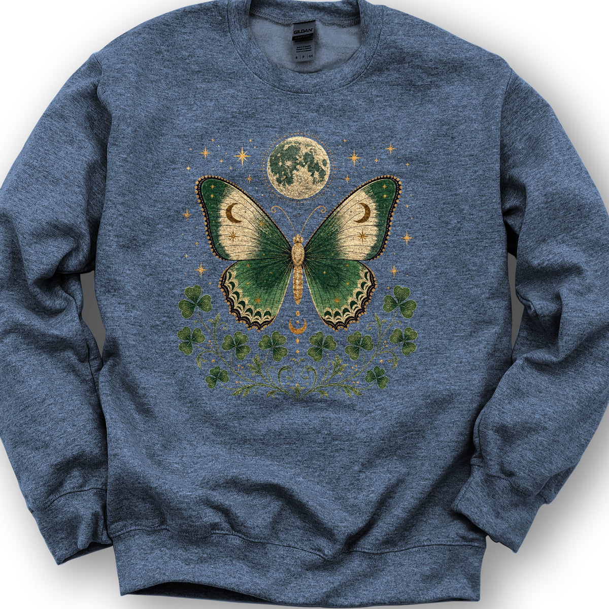 Shamrock Moon Butterfly Sweatshirt - Heather Sport Dark Navy