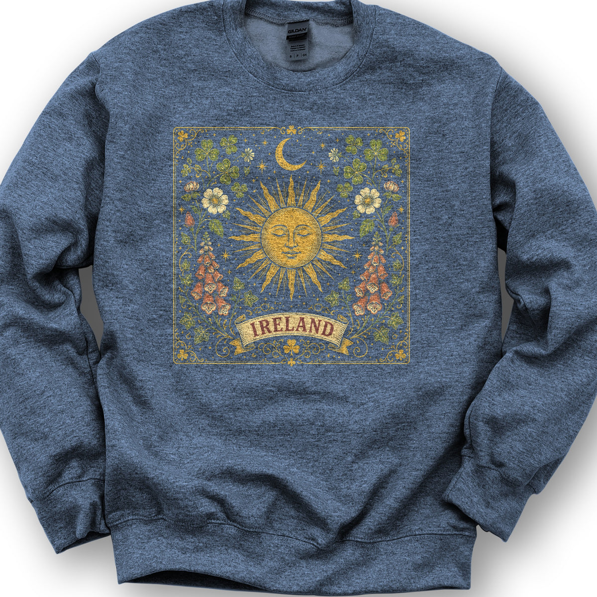 Ireland Celestial Floral Sweatshirt - Heather Sport Dark Navy