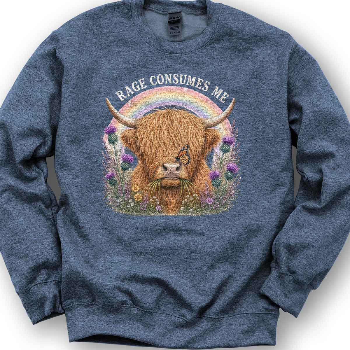 Raging Coo Rainbow Sweatshirt - Heather Sport Dark Navy