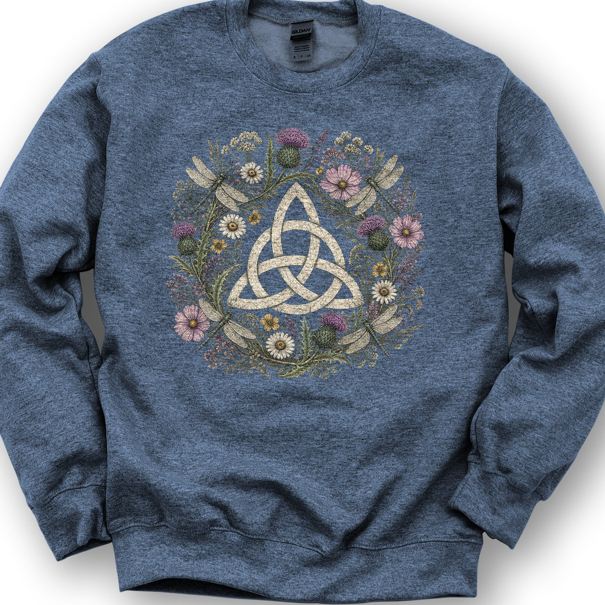 Bargain Bin Overstock! Trinity Knot Wreath Sweatshirt - Heather Sport Dark Navy