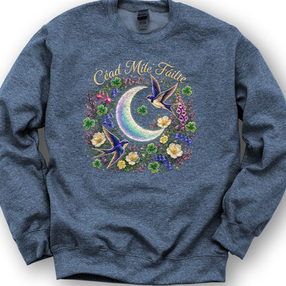 Céad Míle Fáilte Moon Sweatshirt - Heather Sport Dark Navy