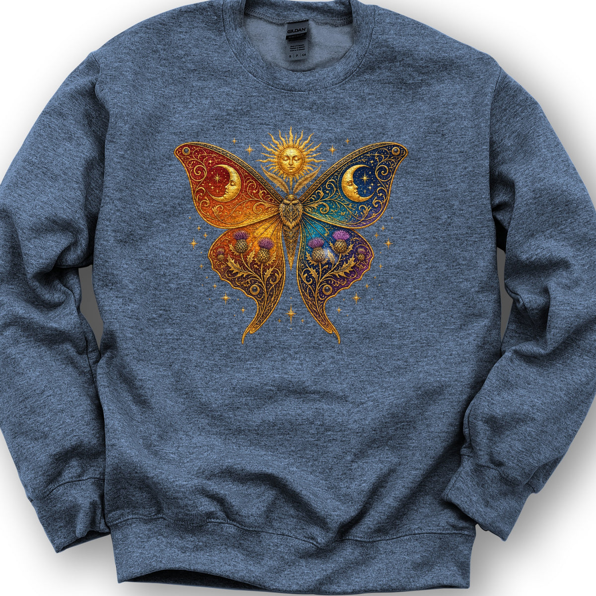 Celestial Butterfly Sweatshirt - Heather Sport Dark Navy