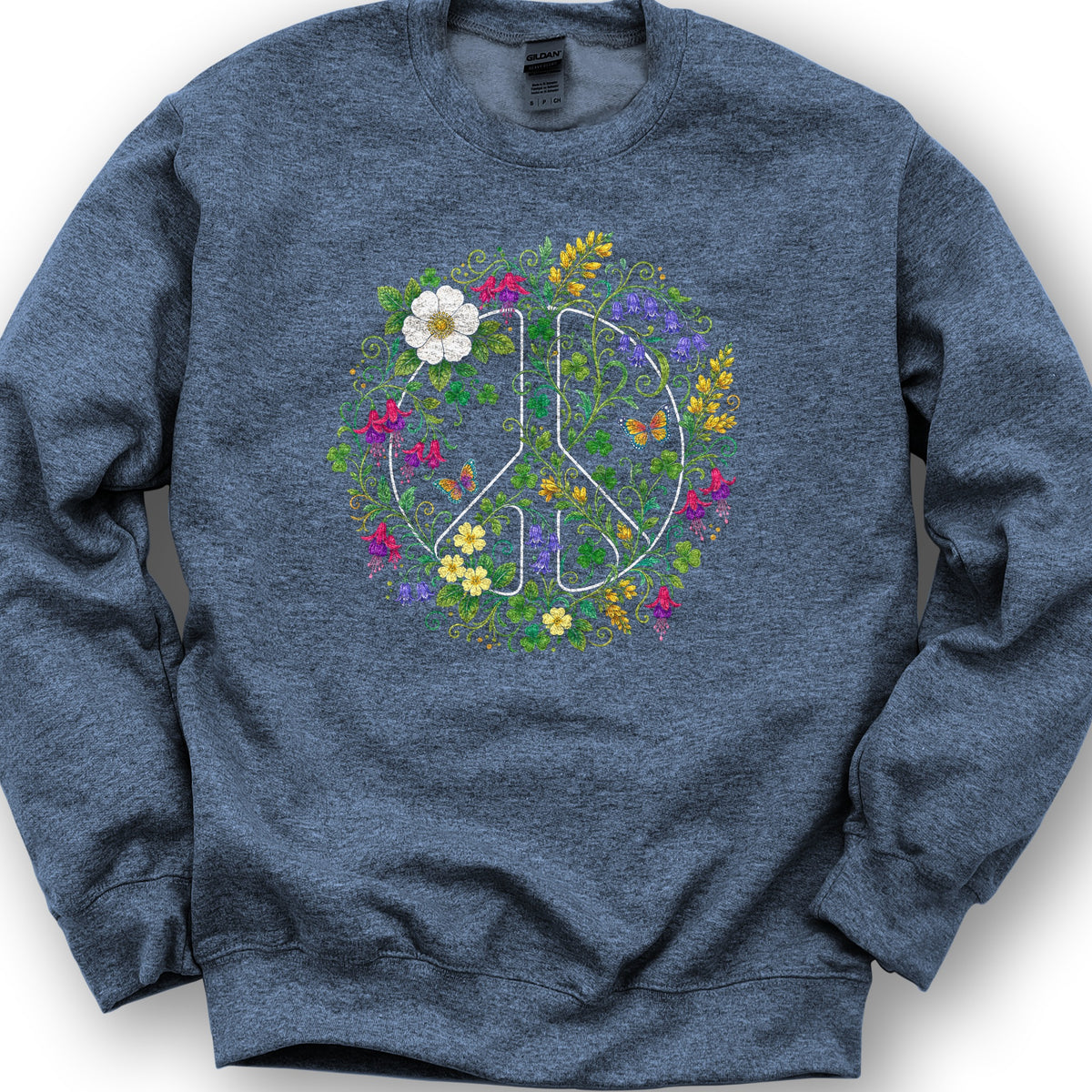 Floral Irish Peace Sweatshirt - Heather Sport Dark Navy