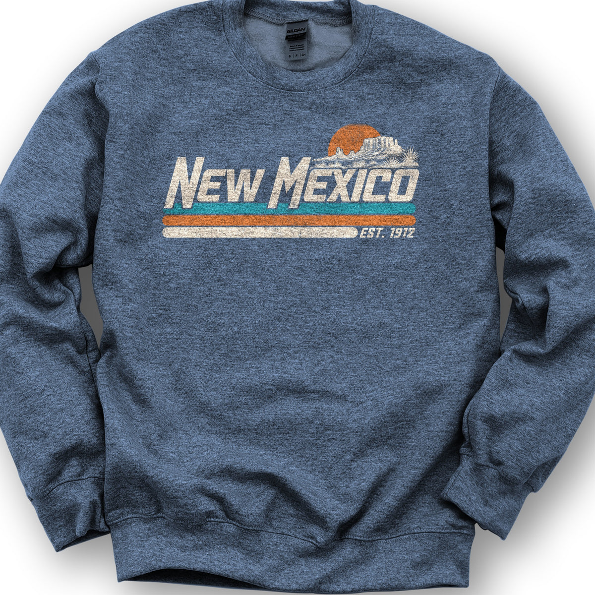 New Mexico Retro Stripe Sweatshirt - Heather Sport Dark Navy