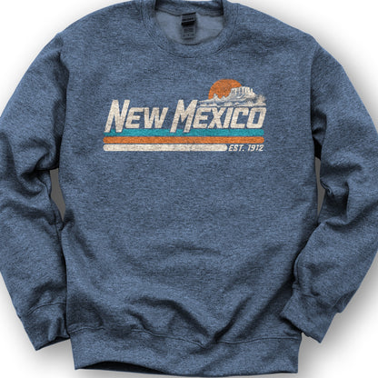 New Mexico Retro Stripe Sweatshirt - Heather Sport Dark Navy