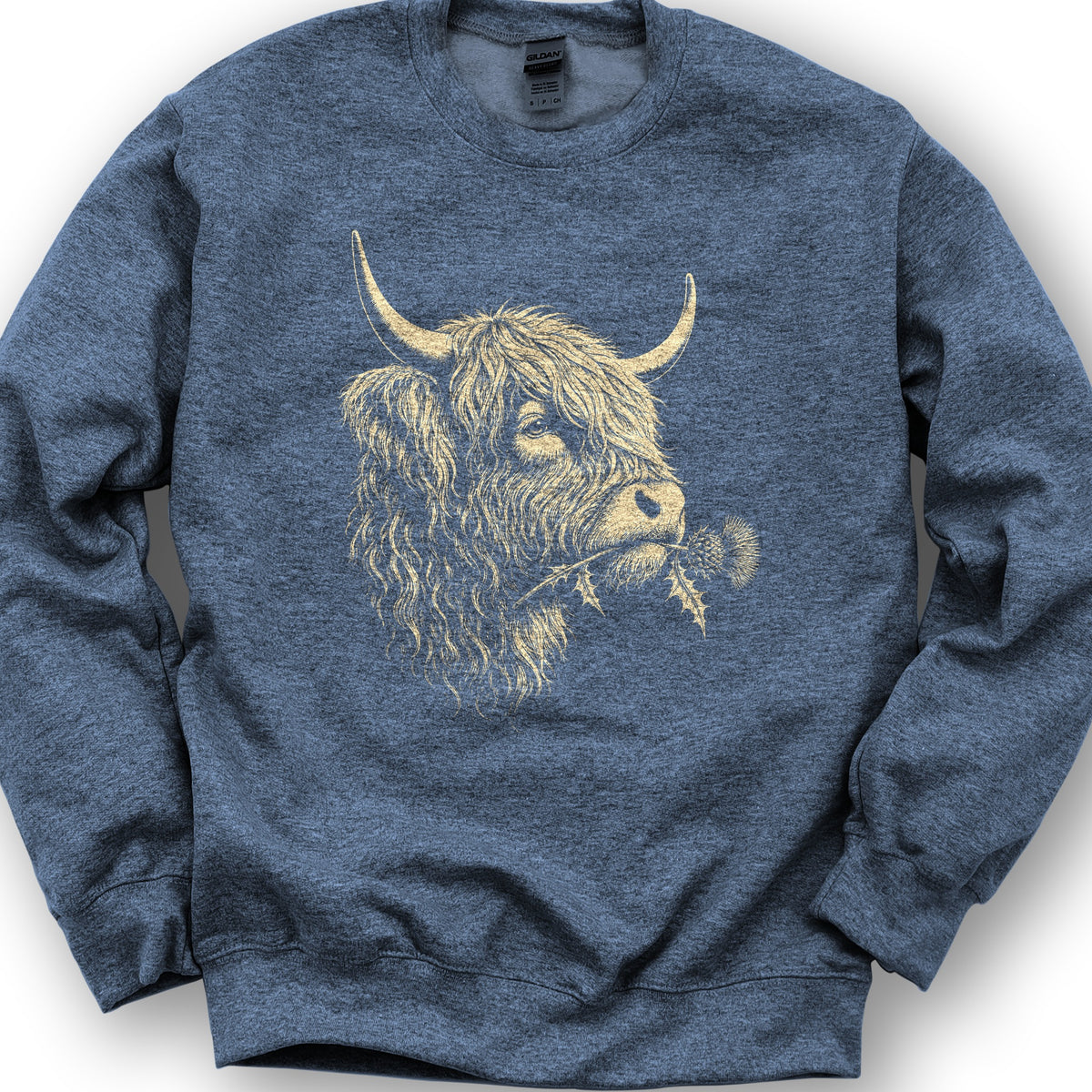 Coo With Thistle Sweatshirt - Heather Sport Dark Navy
