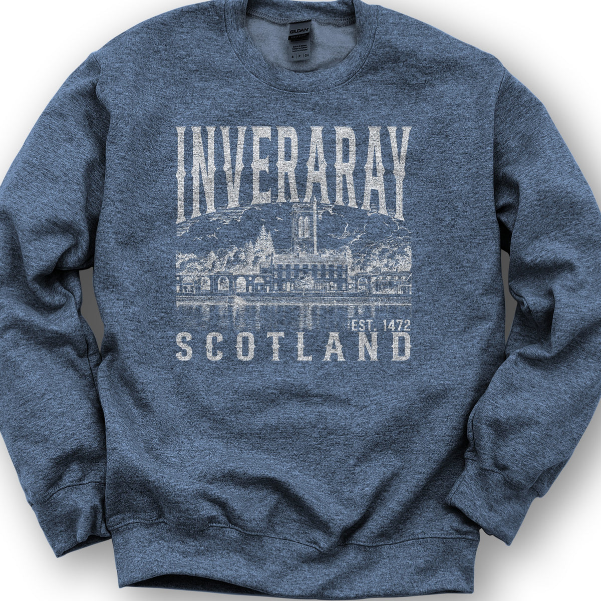Inveraray Scotland Sketch Sweatshirt - Heather Sport Dark Navy