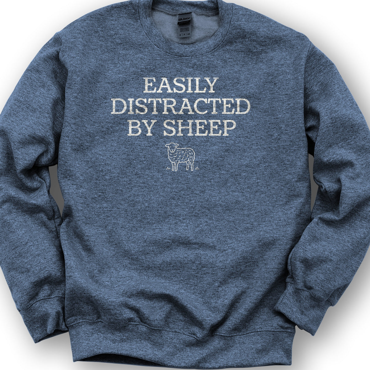 Easily Distracted By Sheep Sweatshirt - Heather Sport Dark Navy