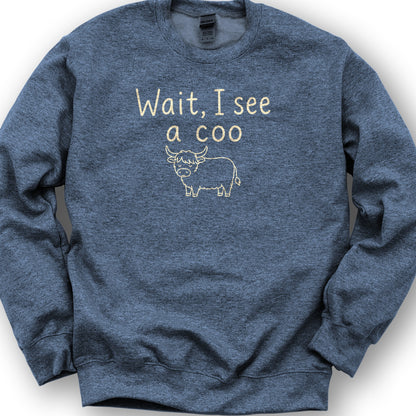 Wait I See A Coo Sweatshirt - Heather Sport Dark Navy