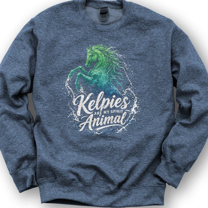 Kelpie Spirit Animal Sweatshirt - Heather Sport Dark Navy