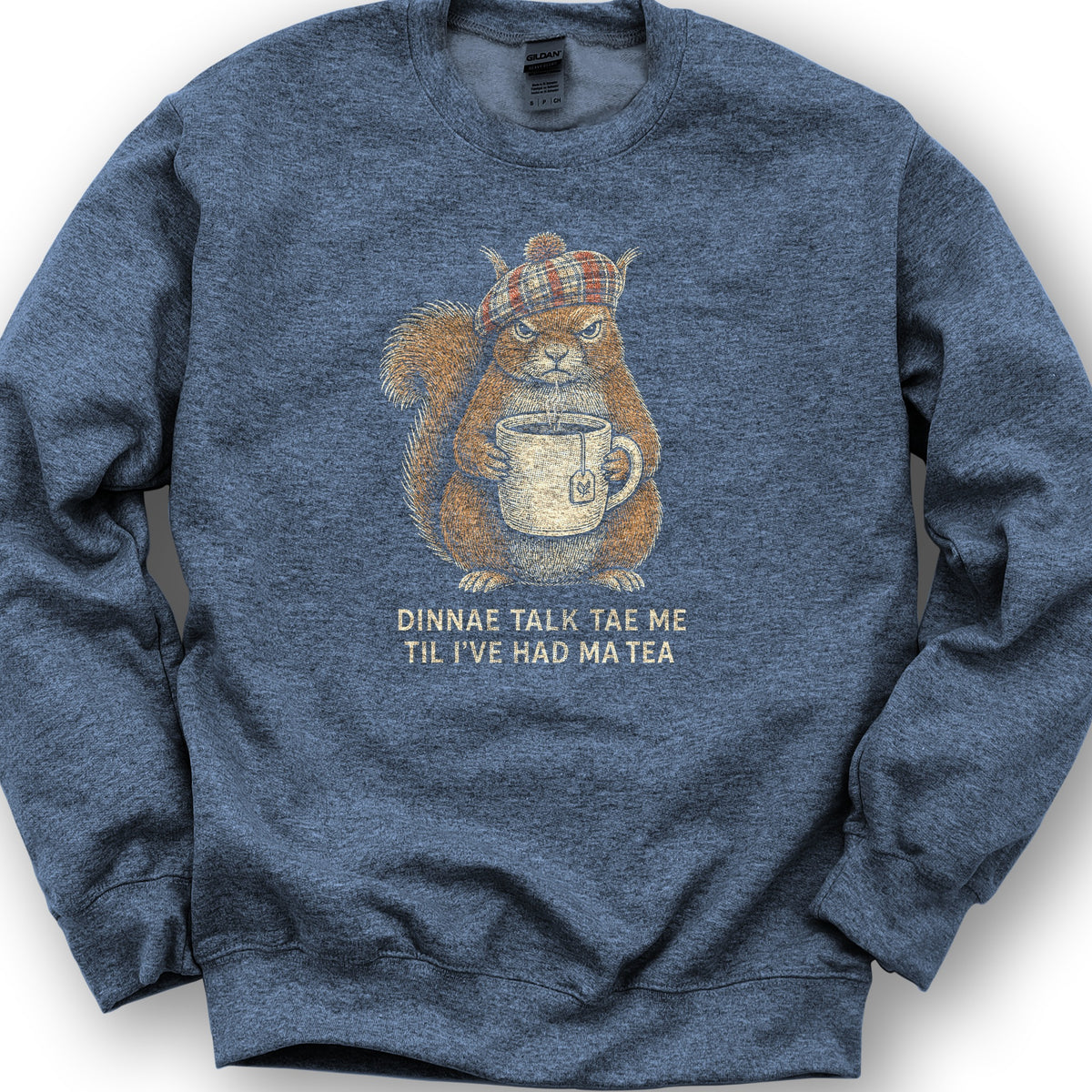 Dinnae Talk Squirrel Sweatshirt - Heather Sport Dark Navy
