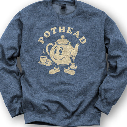 Pothead Teapot Sweatshirt - Heather Sport Dark Navy