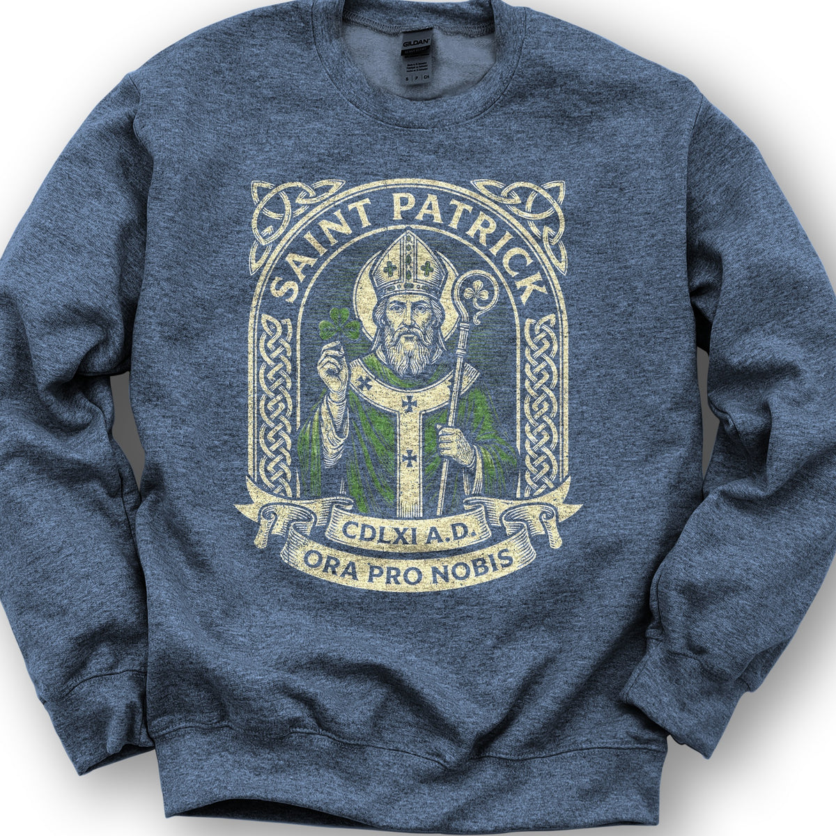 Saint Patrick Ora Pro Nobis Sweatshirt - Heather Sport Dark Navy