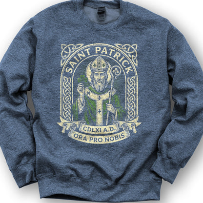 Saint Patrick Ora Pro Nobis Sweatshirt - Heather Sport Dark Navy