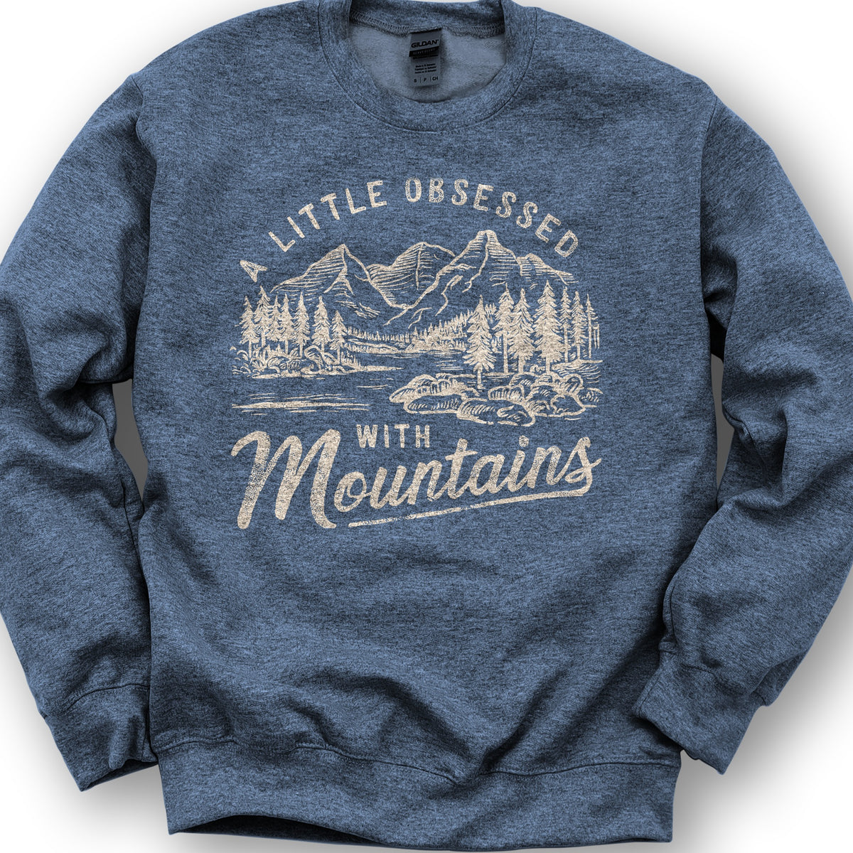 "A Little Obsessed with Mountains" Sweatshirt - Heather Sport Dark Navy