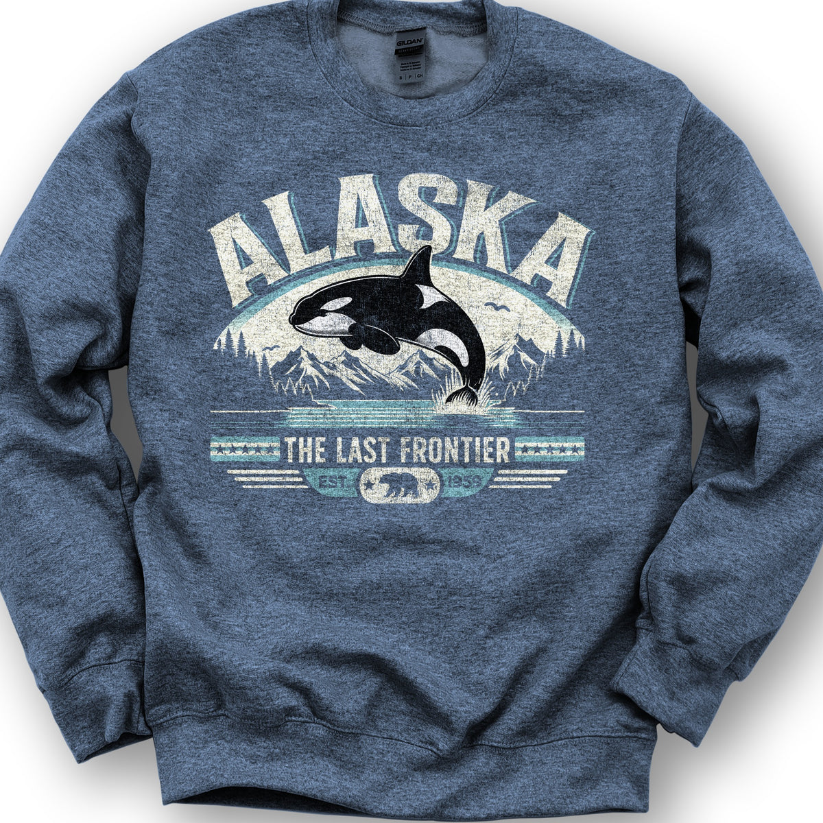 Alaska The Last Frontier "Orca" Sweatshirt - Heather Sport Dark Navy