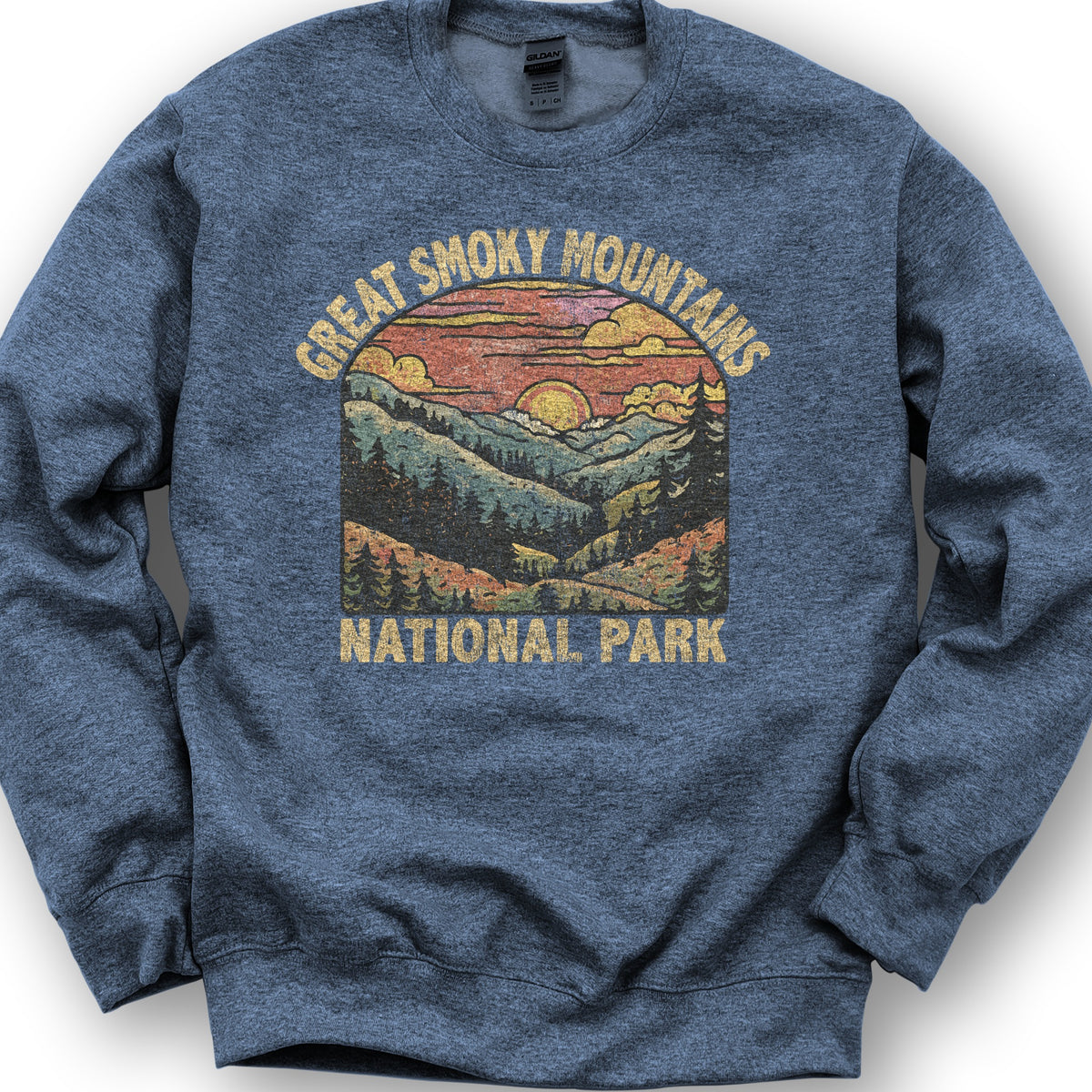 Great Smoky Mountains National Park Sunset Sweatshirt - Heather Sport Dark Navy