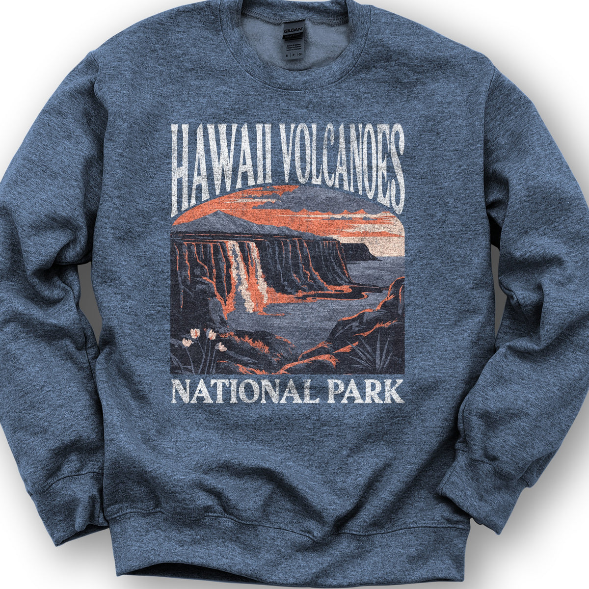Hawaii Volcanoes National Park "Big and Bold" Sweatshirt - Heather Sport Dark Navy