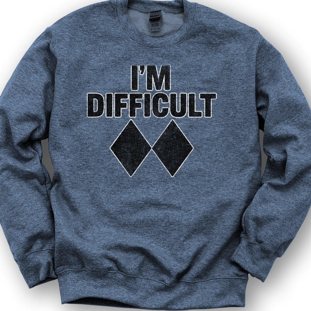 I'm Difficult "Black Diamond" Ski Sweatshirt - Heather Sport Dark Navy