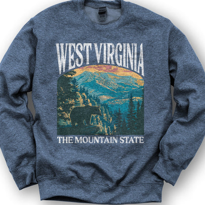 West Virginia Mountain State "Big and Bold" Sweatshirt - Heather Sport Dark Navy