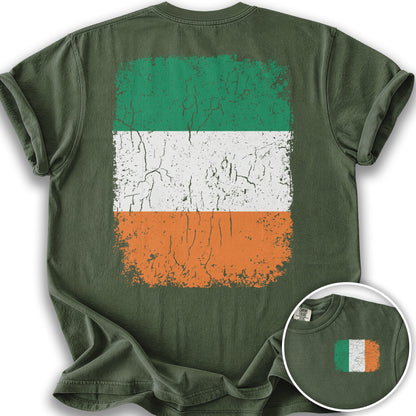 Ireland Distressed Flag Front/Back Print T-Shirt - Hemp