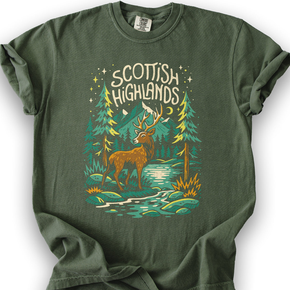 Scottish Highlands "Midnight Stag" T-Shirt - Hemp