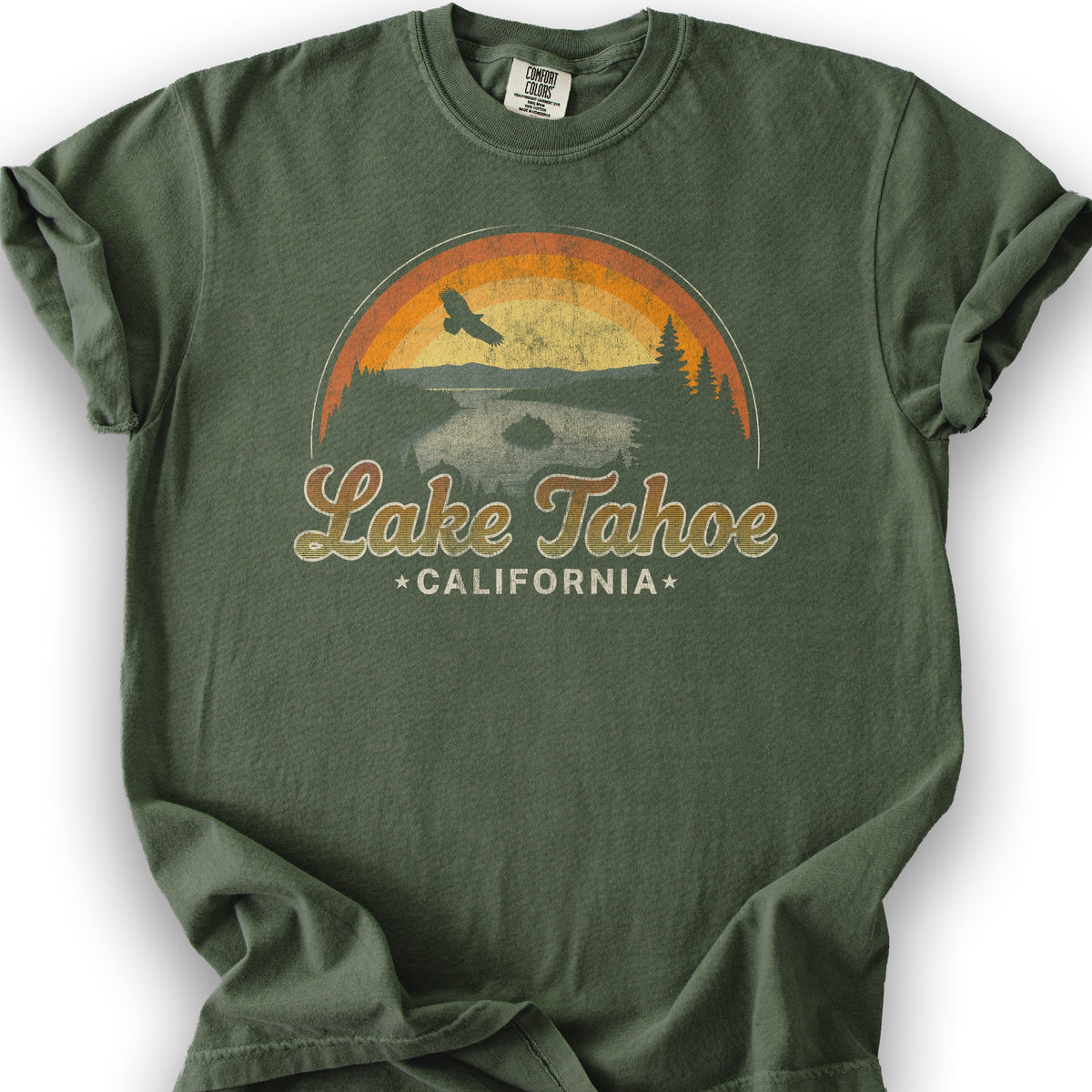 Lake Tahoe Retro Rainbow T-Shirt - Hemp
