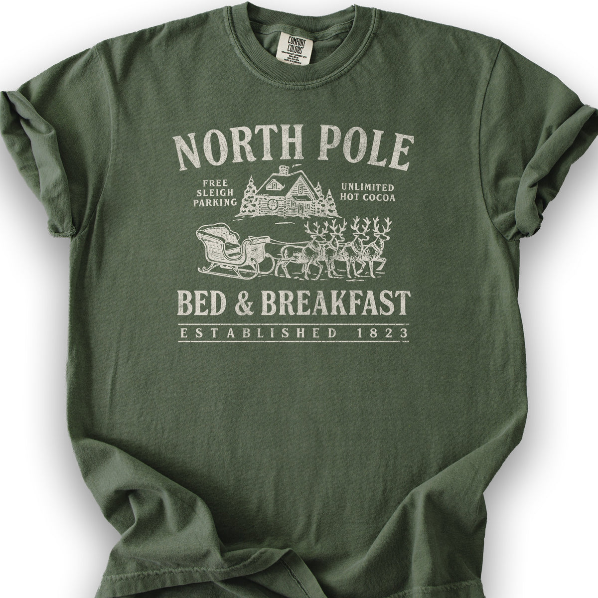 North Pole Bed and Breakfast Vintage Print T-Shirt - Hemp