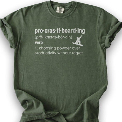 Procrastiboarding Snowboard T-shirt - Hemp