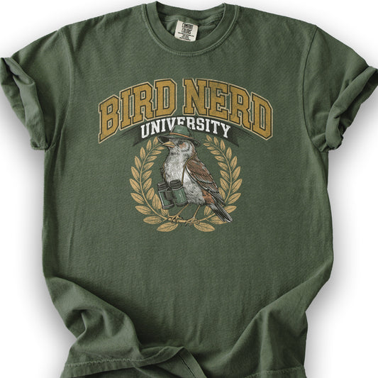 Bird Nerd University Varsity Textured T-Shirt - Hemp