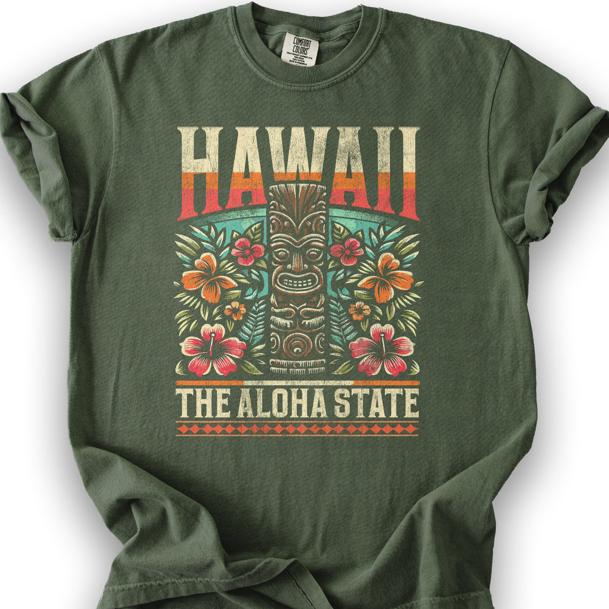 Hawaii The Aloha State "Tiki" T-Shirt - Hemp