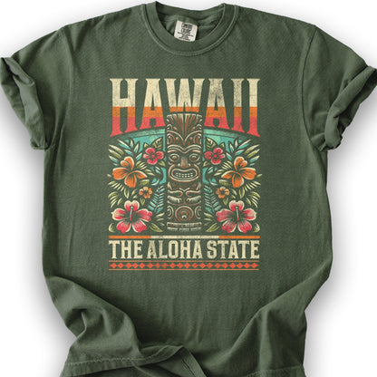 Hawaii The Aloha State "Tiki" T-Shirt - Hemp